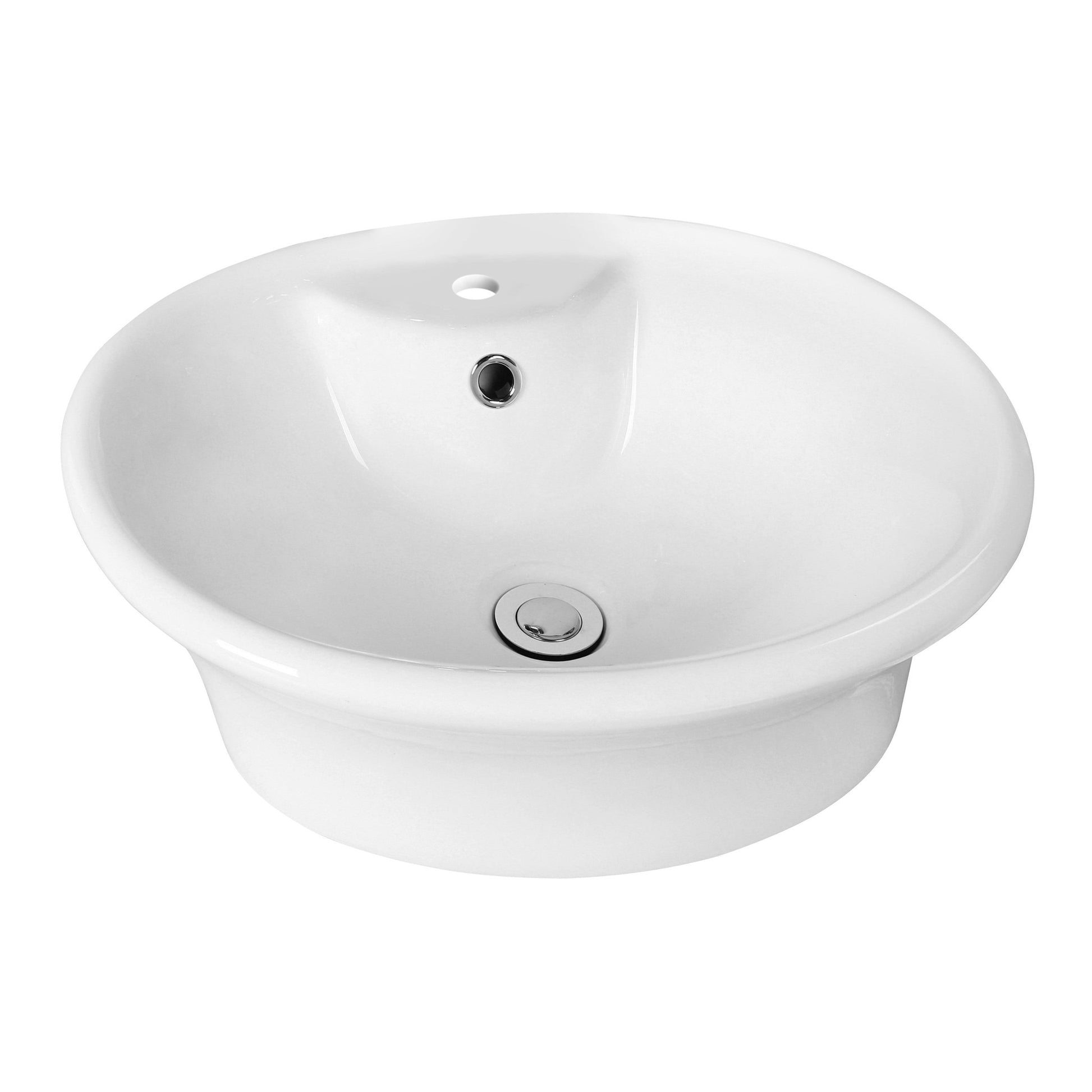 American Imaginations AI-17933 19" White Round Ceramic Above Counter Bathroom Vessel Sink Set