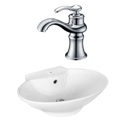 American Imaginations AI-17936 23" White Oval Ceramic Above Counter Bathroom Vessel Sink Set