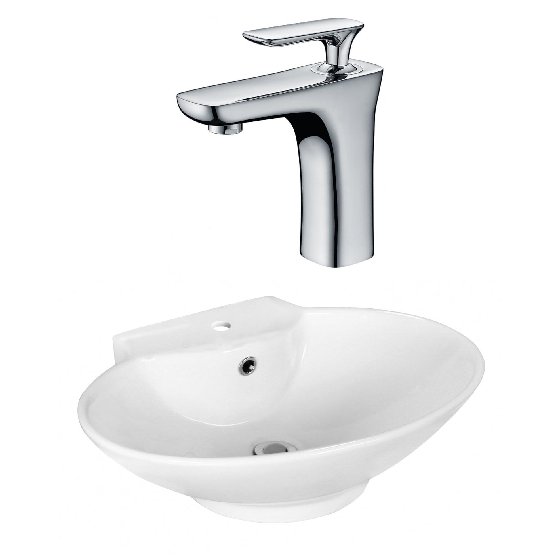 American Imaginations AI-17938 23" White Oval Ceramic Above Counter Bathroom Vessel Sink Set