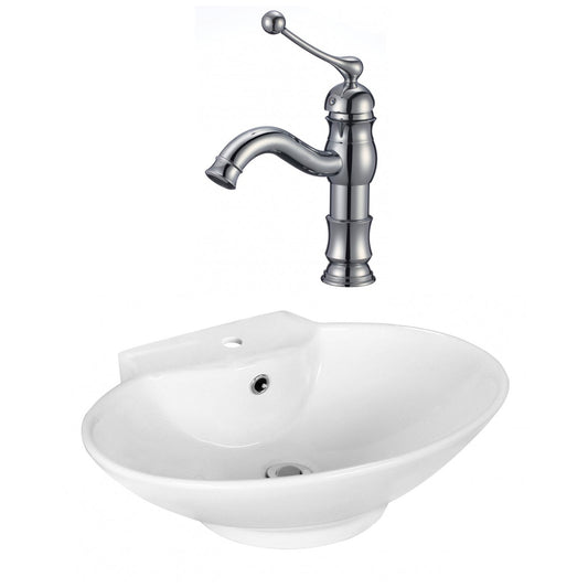 American Imaginations AI-17941 23" White Oval Ceramic Above Counter Bathroom Vessel Sink Set