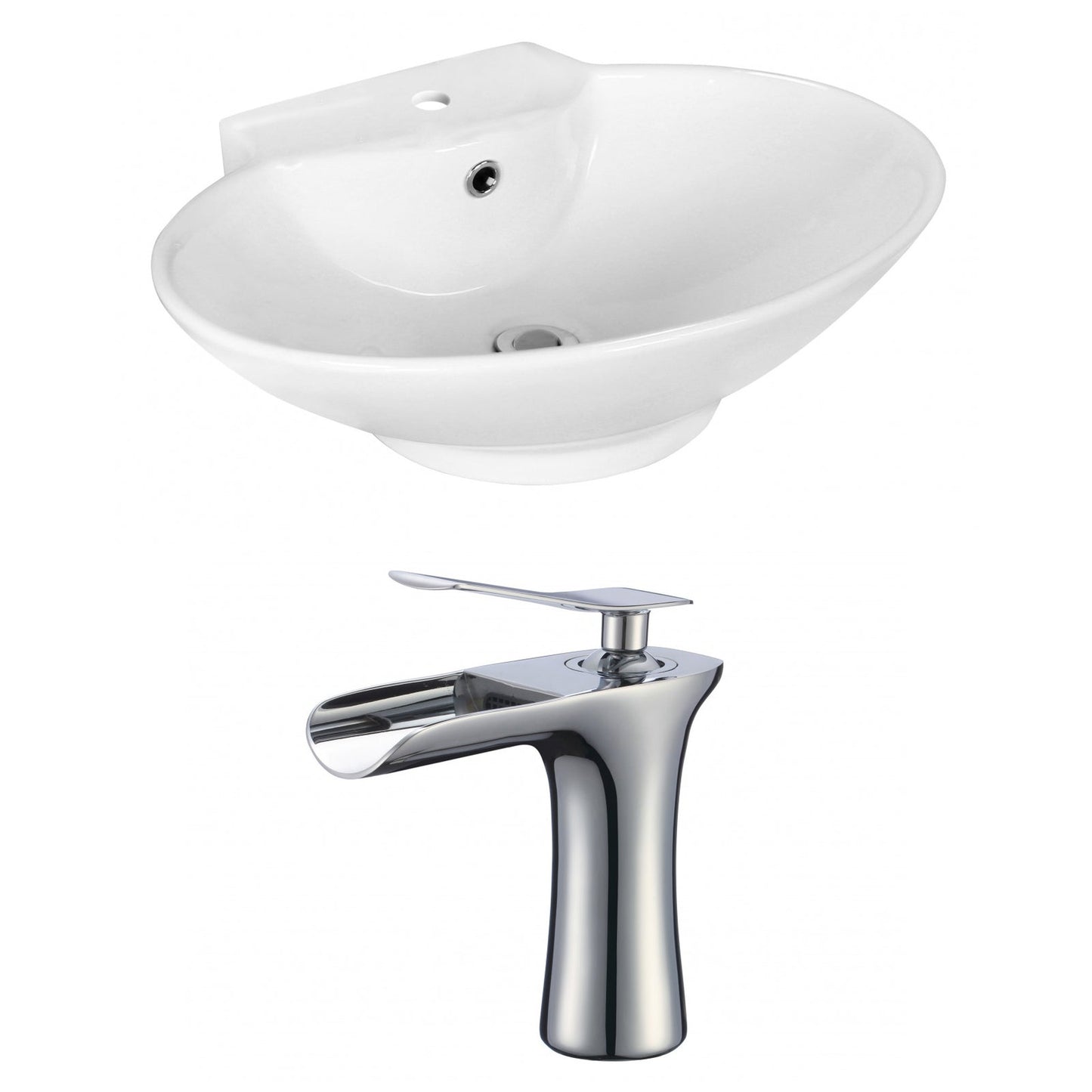 American Imaginations AI-17942 23" White Oval Ceramic Above Counter Bathroom Vessel Sink Set