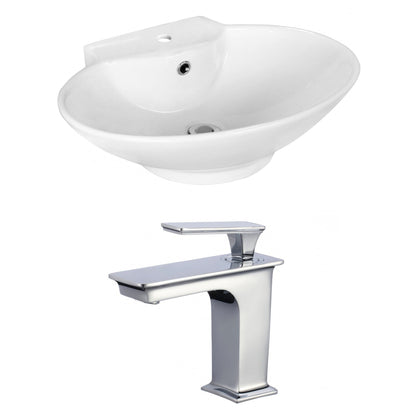 American Imaginations AI-17943 23" White Oval Ceramic Above Counter Bathroom Vessel Sink Set