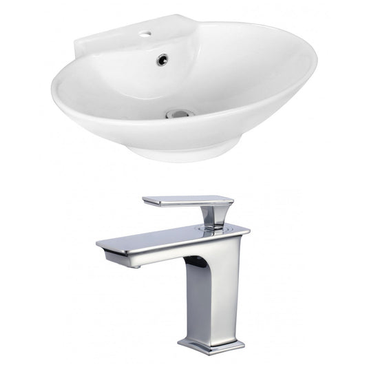 American Imaginations AI-17943 23" White Oval Ceramic Above Counter Bathroom Vessel Sink Set