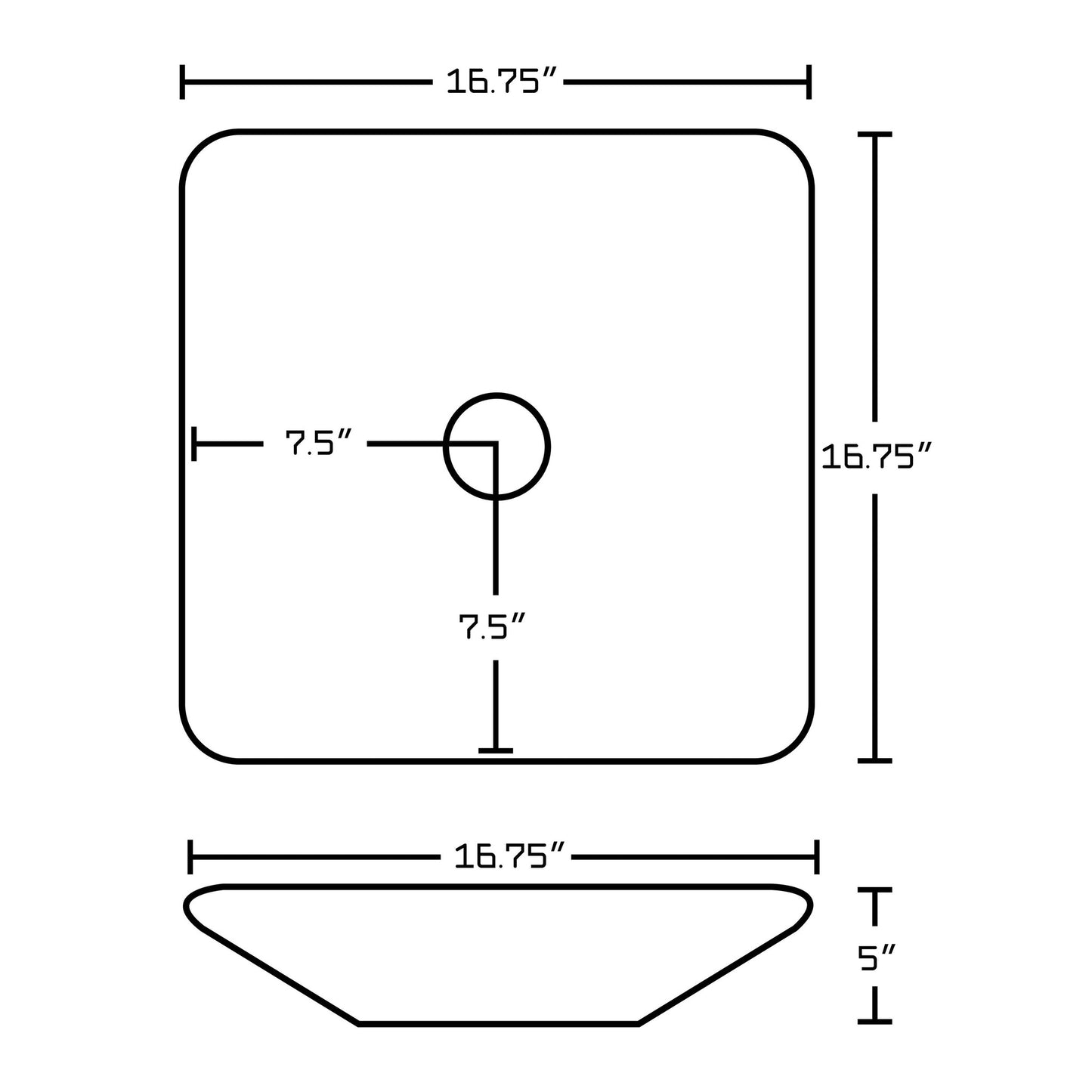 American Imaginations AI-17944 17" White Square Ceramic Above Counter Bathroom Vessel Sink Set