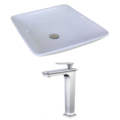 American Imaginations AI-17948 17" White Square Ceramic Above Counter Bathroom Vessel Sink Set