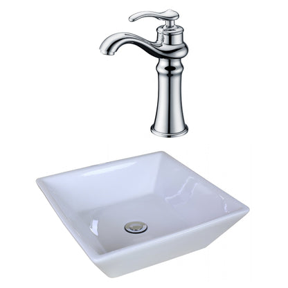 American Imaginations AI-17949 16" White Square Ceramic Above Counter Bathroom Vessel Sink Set