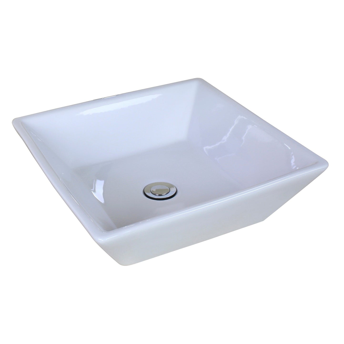 American Imaginations AI-17953 16" White Square Ceramic Above Counter Bathroom Vessel Sink Set
