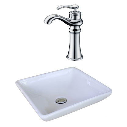 American Imaginations AI-17954 16" White Square Ceramic Above Counter Bathroom Vessel Sink Set
