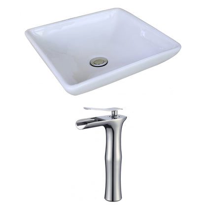 American Imaginations AI-17957 16" White Square Ceramic Above Counter Bathroom Vessel Sink Set