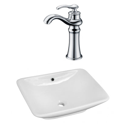 American Imaginations AI-17959 22" White Rectangular Ceramic Above Counter Bathroom Vessel Sink Set