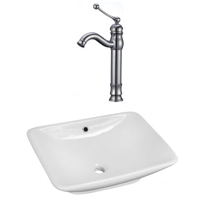 American Imaginations AI-17961 22" White Rectangular Ceramic Above Counter Bathroom Vessel Sink Set