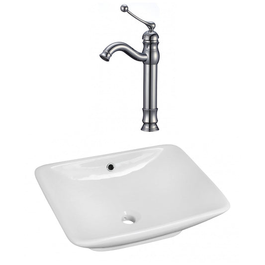 American Imaginations AI-17961 22" White Rectangular Ceramic Above Counter Bathroom Vessel Sink Set