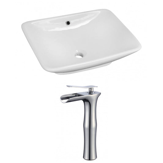 American Imaginations AI-17962 22" White Rectangular Ceramic Above Counter Bathroom Vessel Sink Set