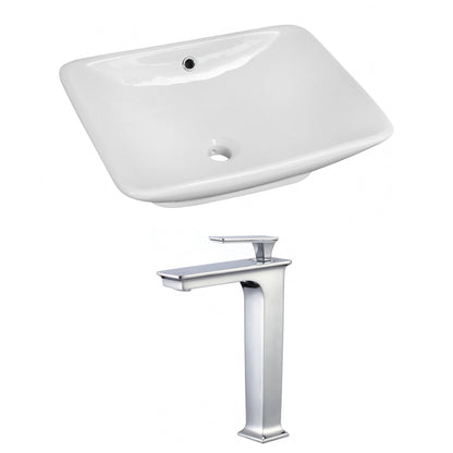 American Imaginations AI-17963 22" White Rectangular Ceramic Above Counter Bathroom Vessel Sink Set