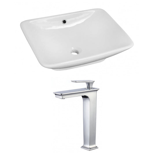American Imaginations AI-17963 22" White Rectangular Ceramic Above Counter Bathroom Vessel Sink Set