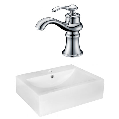 American Imaginations AI-17970 20" White Rectangular Ceramic Above Counter Bathroom Vessel Sink Set
