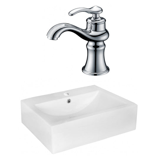 American Imaginations AI-17970 20" White Rectangular Ceramic Above Counter Bathroom Vessel Sink Set