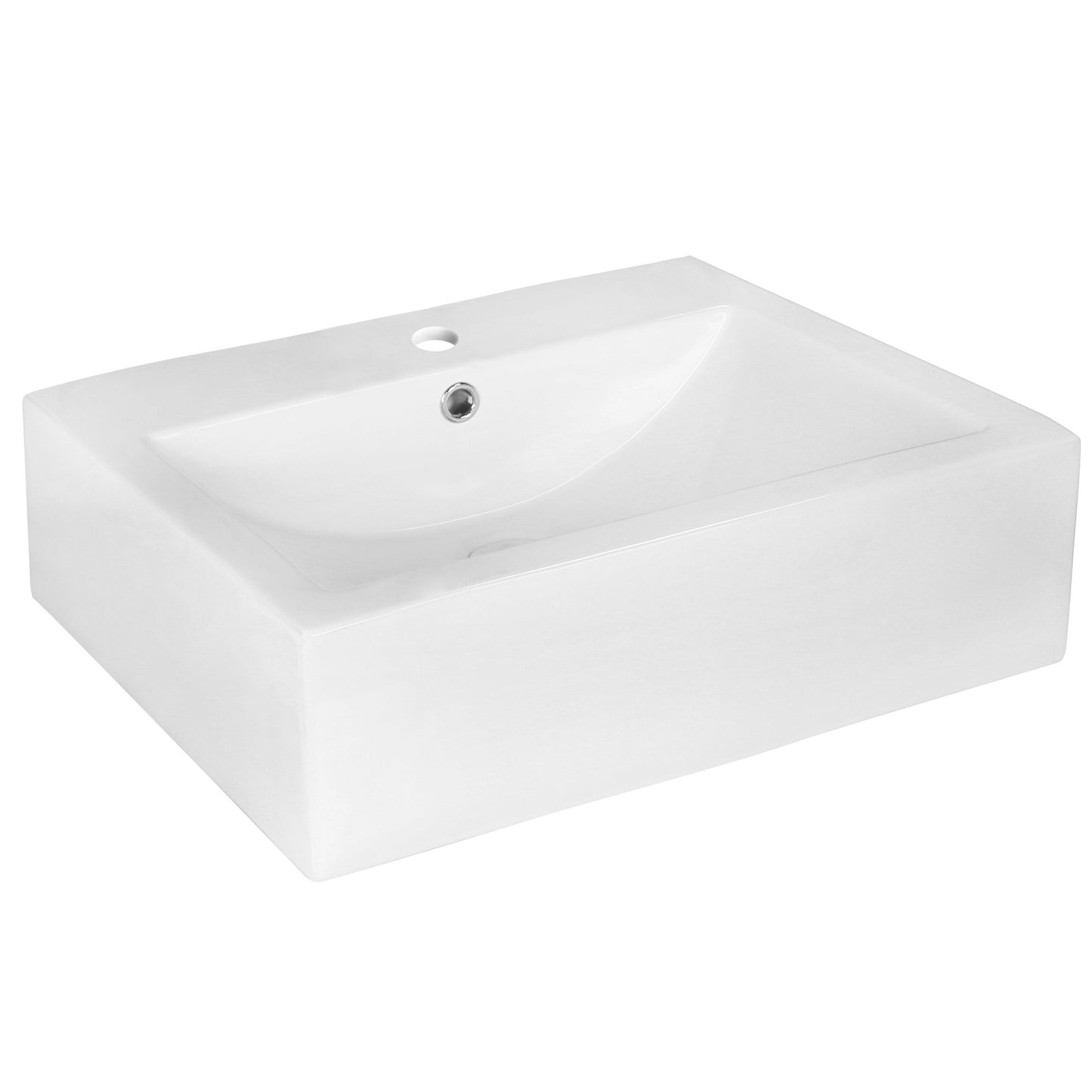 American Imaginations AI-17972 20" White Rectangular Ceramic Above Counter Bathroom Vessel Sink Set