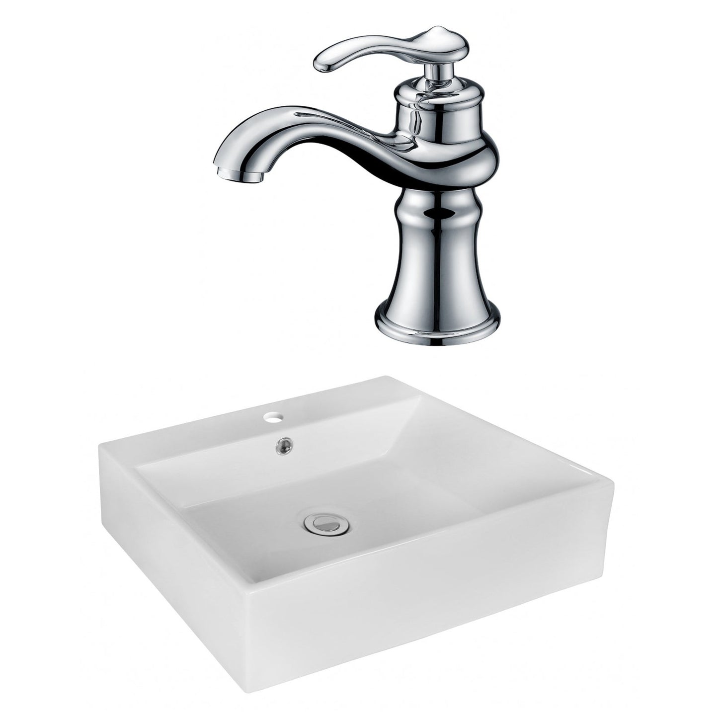 American Imaginations AI-17979 21" White Rectangular Ceramic Above Counter Bathroom Vessel Sink Set