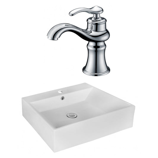 American Imaginations AI-17979 21" White Rectangular Ceramic Above Counter Bathroom Vessel Sink Set