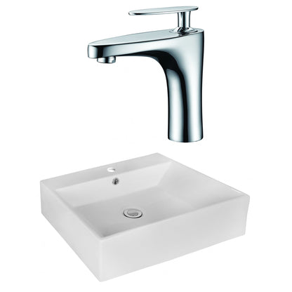 American Imaginations AI-17980 21" White Rectangular Ceramic Above Counter Bathroom Vessel Sink Set
