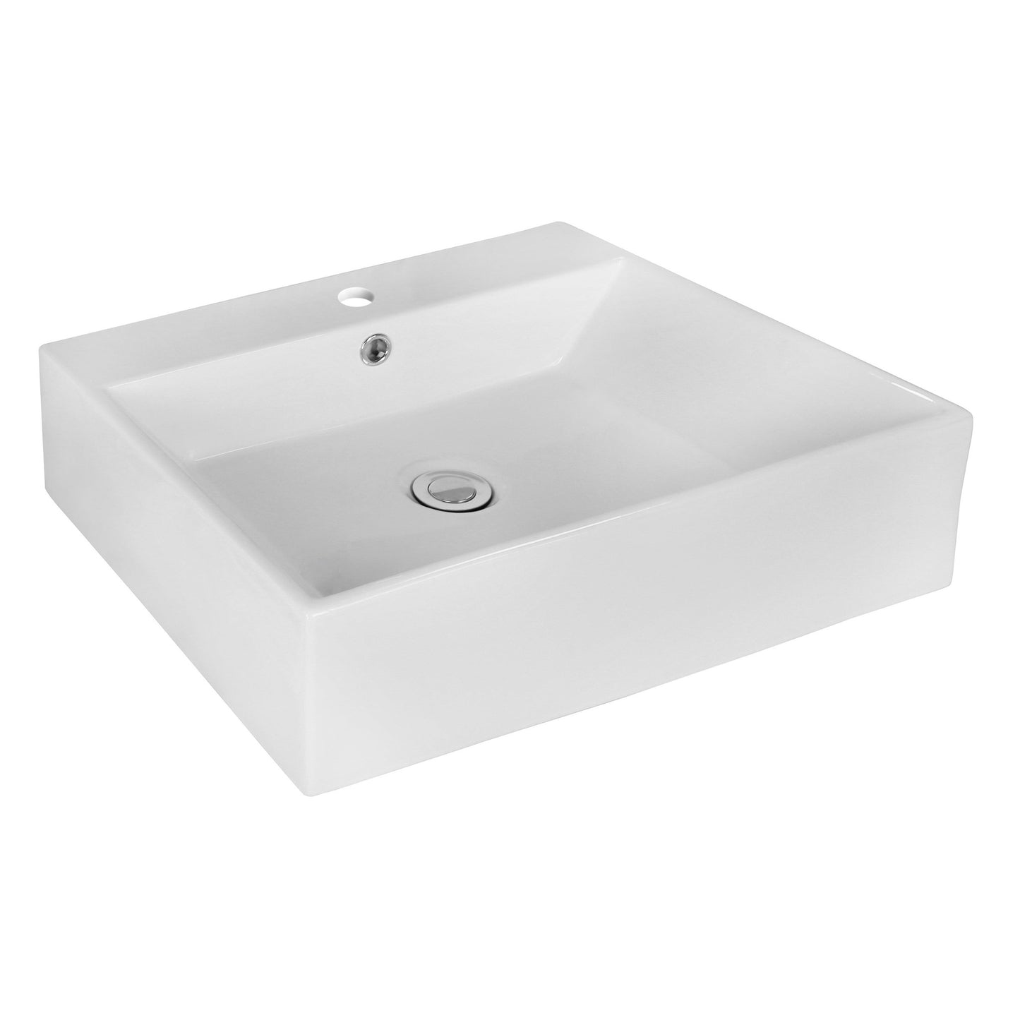 American Imaginations AI-17981 21" White Rectangular Ceramic Above Counter Bathroom Vessel Sink Set