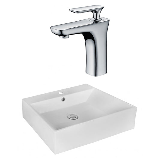 American Imaginations AI-17981 21" White Rectangular Ceramic Above Counter Bathroom Vessel Sink Set