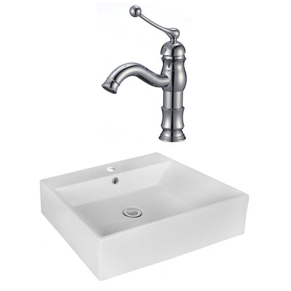 American Imaginations AI-17984 21" White Rectangular Ceramic Above Counter Bathroom Vessel Sink Set