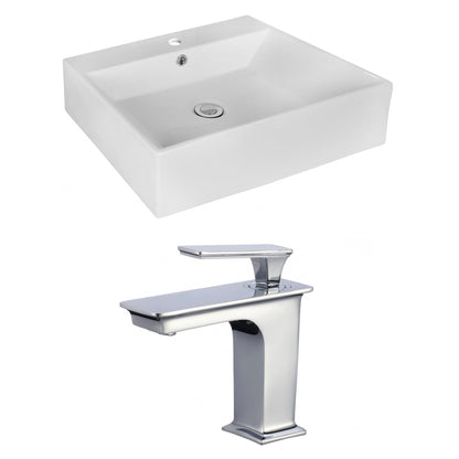 American Imaginations AI-17986 21" White Rectangular Ceramic Above Counter Bathroom Vessel Sink Set