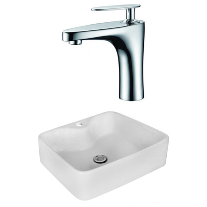 American Imaginations AI-17989 19" White Rectangular Ceramic Above Counter Bathroom Vessel Sink Set