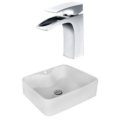 American Imaginations AI-17991 19" White Rectangular Ceramic Above Counter Bathroom Vessel Sink Set