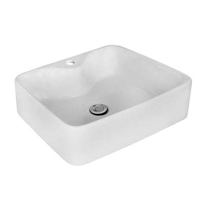 American Imaginations AI-17994 19" White Rectangular Ceramic Above Counter Bathroom Vessel Sink Set
