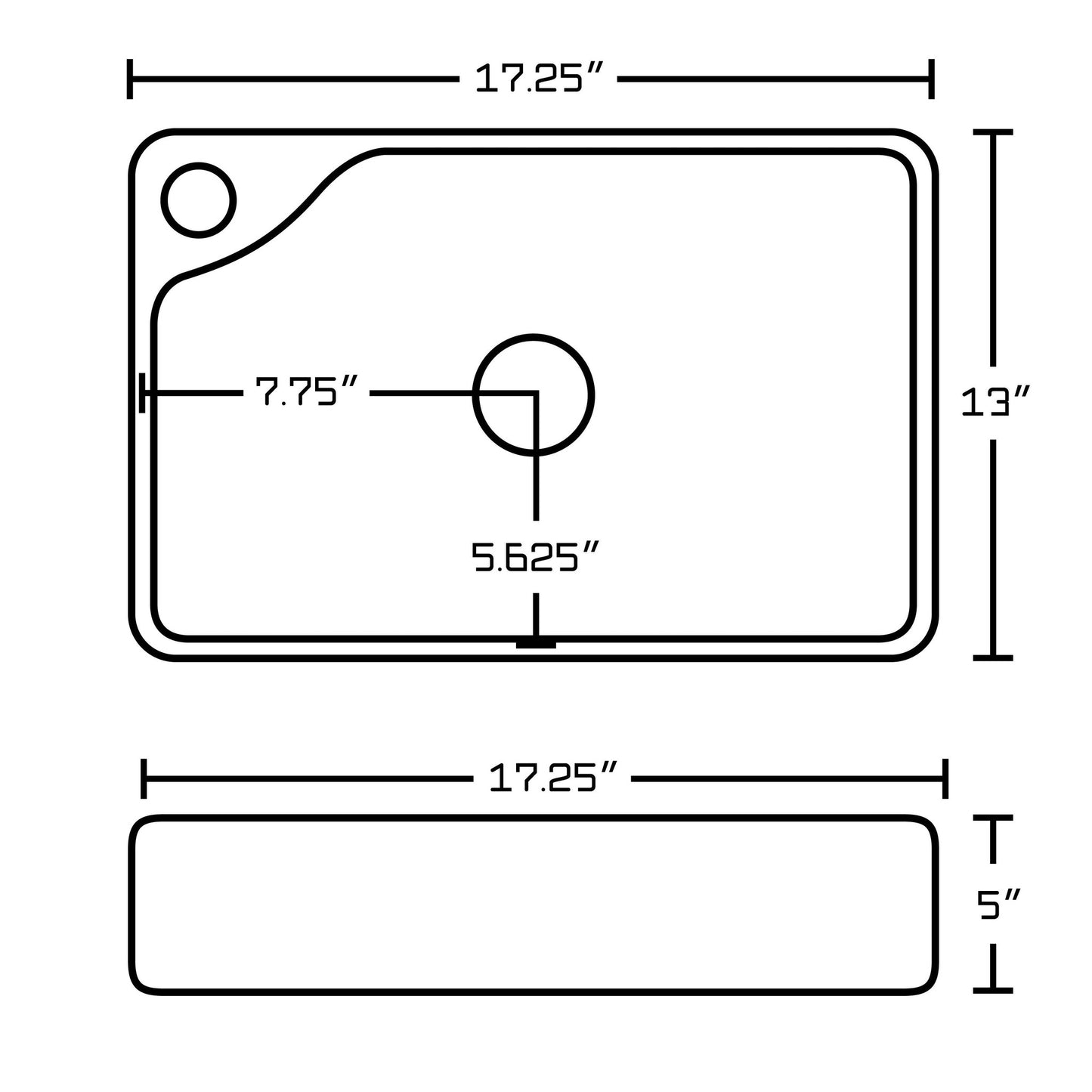 American Imaginations AI-17996 17" White Rectangular Ceramic Above Counter Bathroom Vessel Sink Set