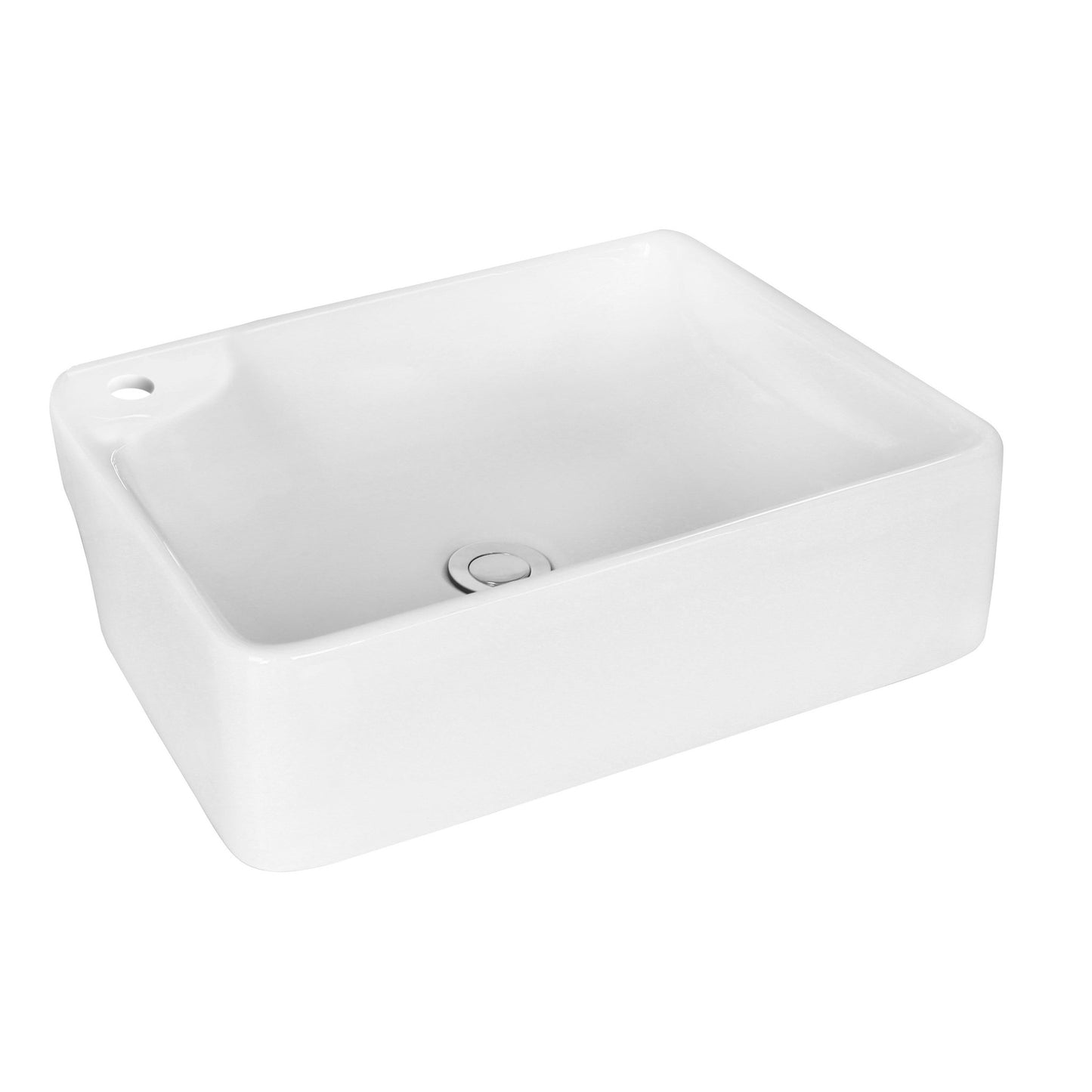 American Imaginations AI-17997 17" White Rectangular Ceramic Above Counter Bathroom Vessel Sink Set