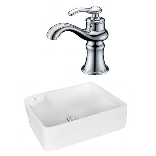 American Imaginations AI-17997 17" White Rectangular Ceramic Above Counter Bathroom Vessel Sink Set