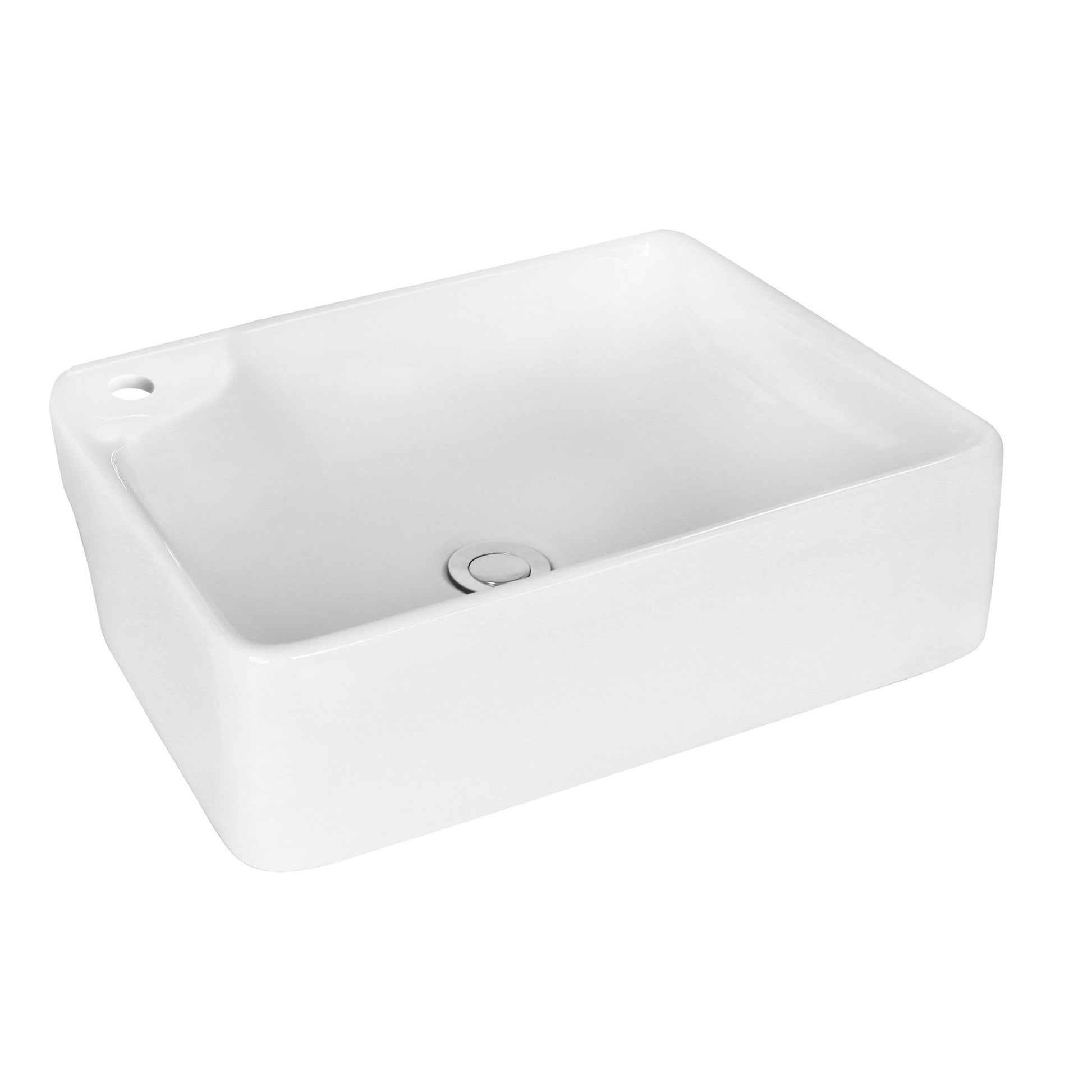 American Imaginations AI-18000 17" White Rectangular Ceramic Above Counter Bathroom Vessel Sink Set