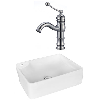 American Imaginations AI-18002 17" White Rectangular Ceramic Above Counter Bathroom Vessel Sink Set