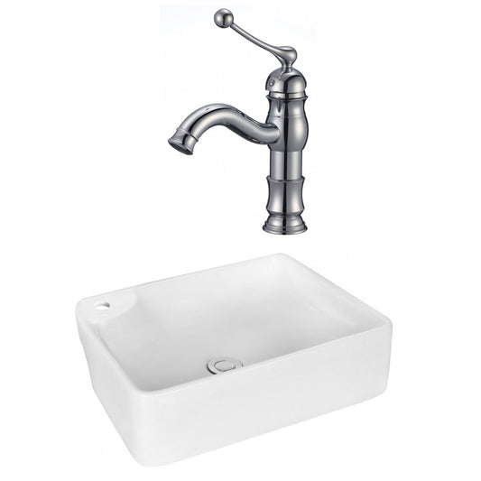 American Imaginations AI-18002 17" White Rectangular Ceramic Above Counter Bathroom Vessel Sink Set