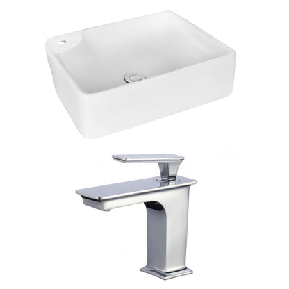 American Imaginations AI-18004 17" White Rectangular Ceramic Above Counter Bathroom Vessel Sink Set