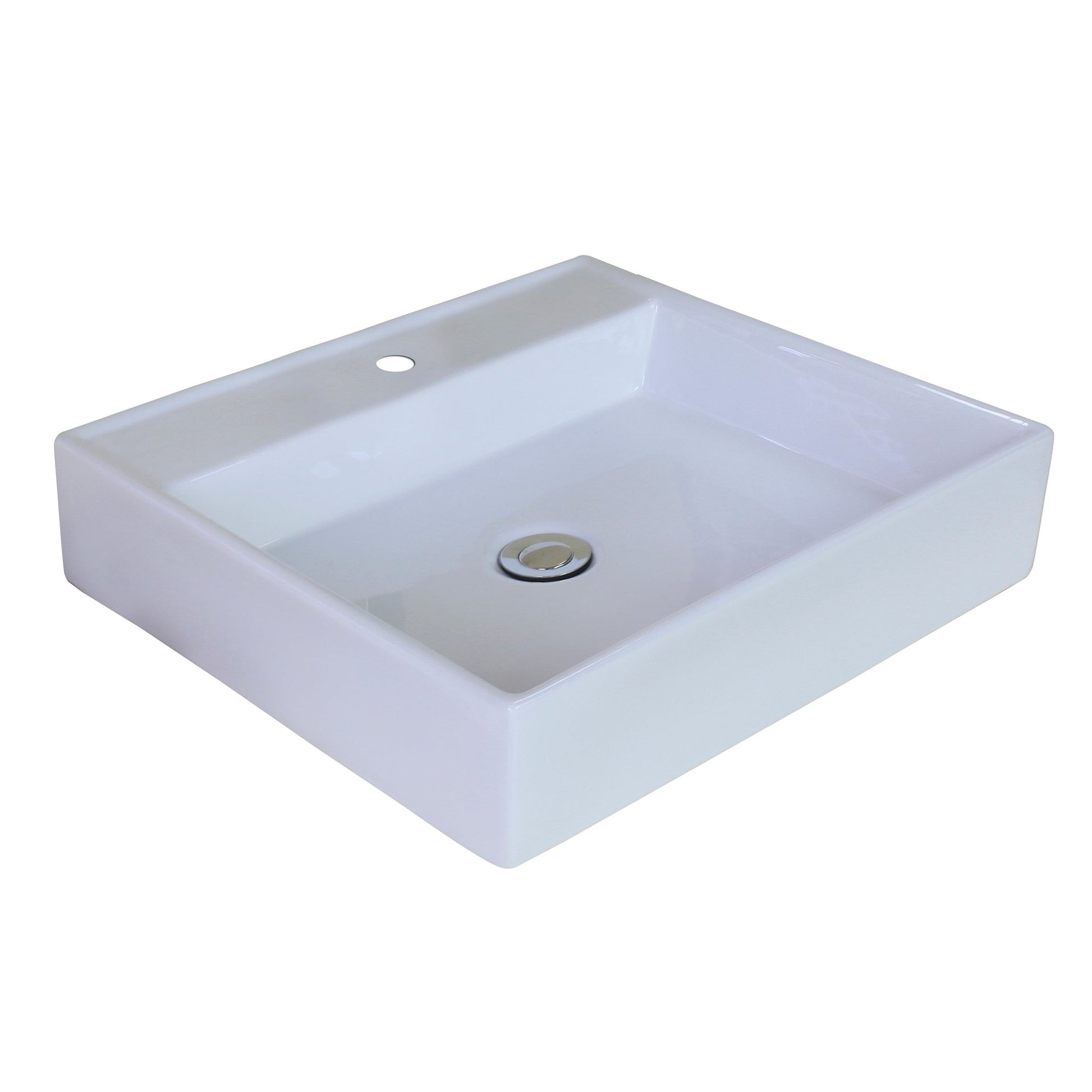 American Imaginations AI-18005 17" White Square Ceramic Above Counter Bathroom Vessel Sink Set