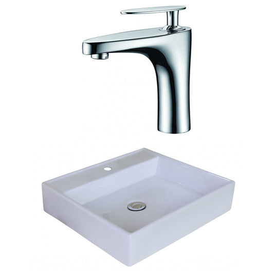 American Imaginations AI-18007 17" White Square Ceramic Above Counter Bathroom Vessel Sink Set