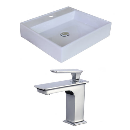 American Imaginations AI-18013 17" White Square Ceramic Above Counter Bathroom Vessel Sink Set