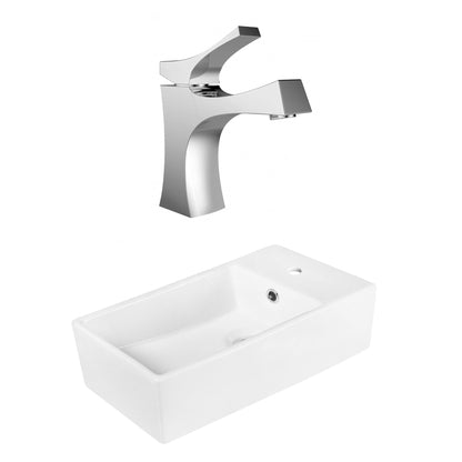 American Imaginations AI-18032 19" White Rectangular Ceramic Above Counter Bathroom Vessel Sink Set