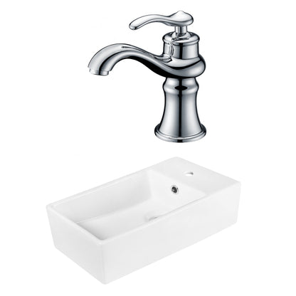 American Imaginations AI-18033 19" White Rectangular Ceramic Above Counter Bathroom Vessel Sink Set