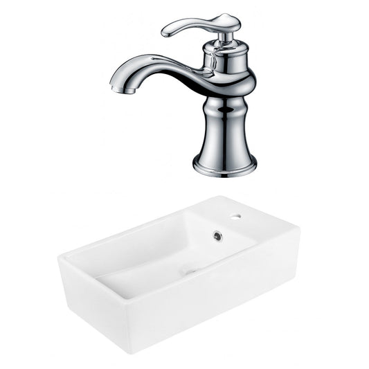 American Imaginations AI-18033 19" White Rectangular Ceramic Above Counter Bathroom Vessel Sink Set