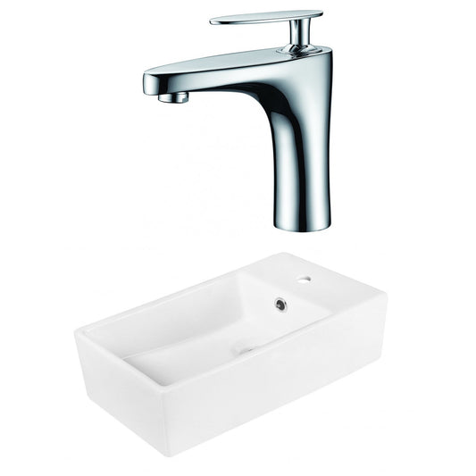 American Imaginations AI-18034 19" White Rectangular Ceramic Above Counter Bathroom Vessel Sink Set
