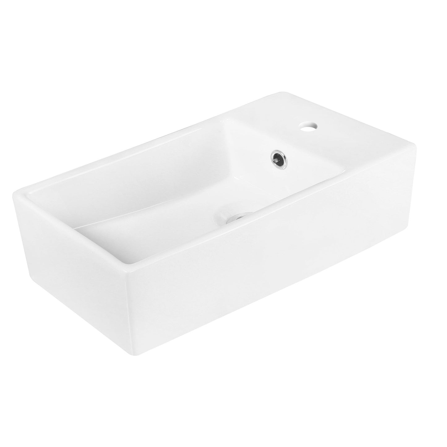 American Imaginations AI-18036 19" White Rectangular Ceramic Above Counter Bathroom Vessel Sink Set