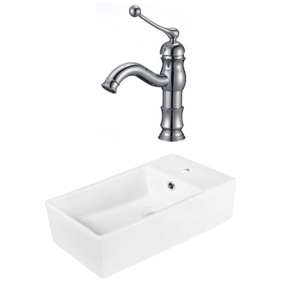 American Imaginations AI-18038 19" White Rectangular Ceramic Above Counter Bathroom Vessel Sink Set
