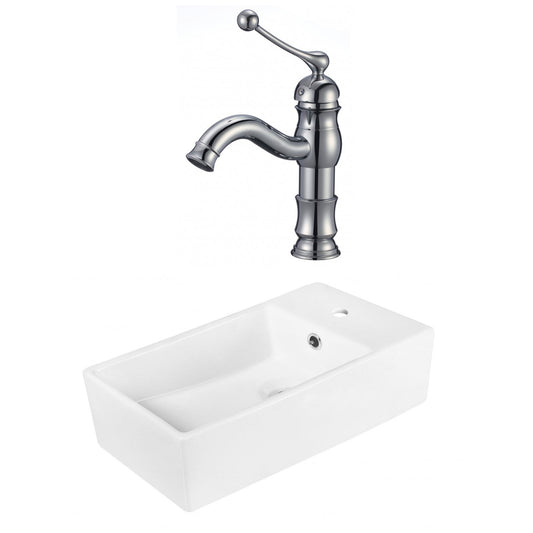 American Imaginations AI-18038 19" White Rectangular Ceramic Above Counter Bathroom Vessel Sink Set
