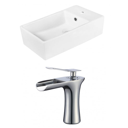 American Imaginations AI-18039 19" White Rectangular Ceramic Above Counter Bathroom Vessel Sink Set